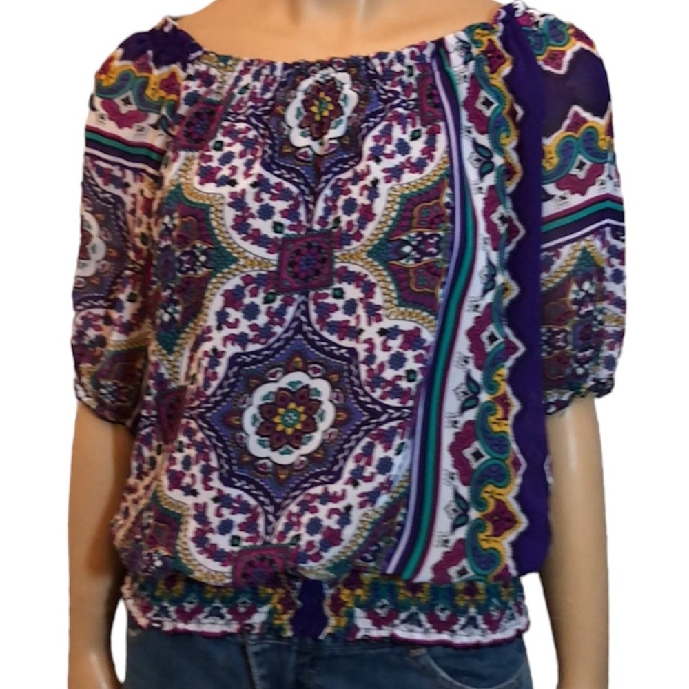 AGB Blouse Boho Bohemian Off Shoulder Style Sz M